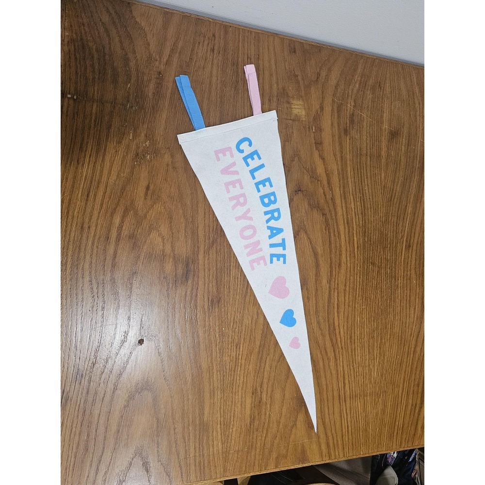 Oxford Pennant Celebrate Everyone White Triangle Wall Sign Large Pride Decor
